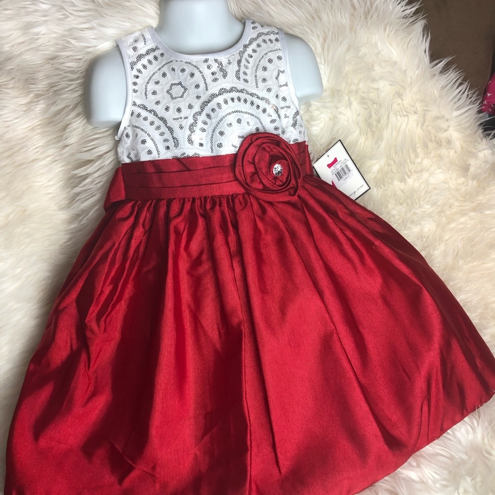 NWT Dorissa Red Ann White Fancy Holiday dress Sz4T